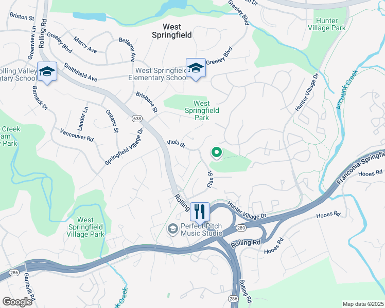 map of restaurants, bars, coffee shops, grocery stores, and more near 7001 Petunia St in Springfield