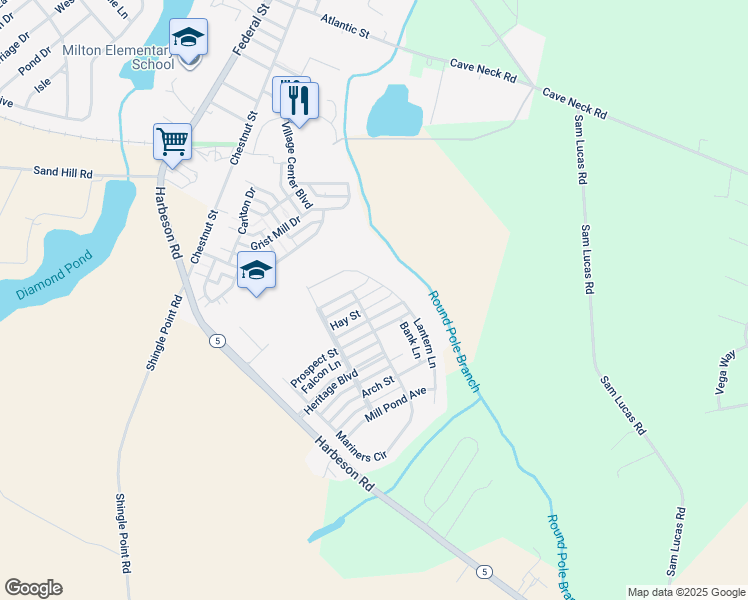 map of restaurants, bars, coffee shops, grocery stores, and more near 223 Prospect Street in Milton