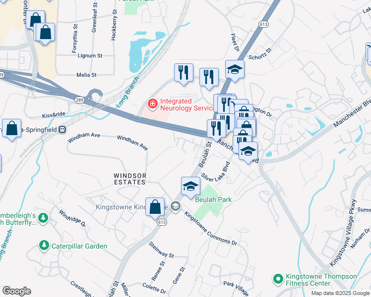 map of restaurants, bars, coffee shops, grocery stores, and more near 7024 Achilles Court in Alexandria