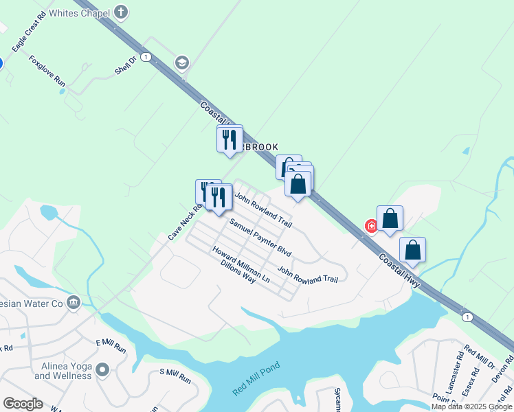 map of restaurants, bars, coffee shops, grocery stores, and more near 16680 John Rowland Trail in Milton