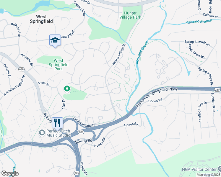 map of restaurants, bars, coffee shops, grocery stores, and more near 7740 Jewelweed Court in West Springfield