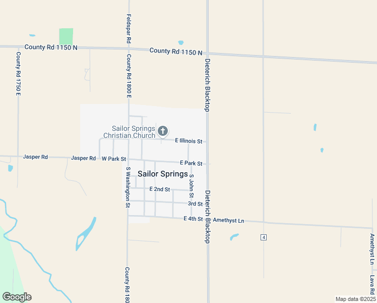 map of restaurants, bars, coffee shops, grocery stores, and more near North John Street in Sailor Springs