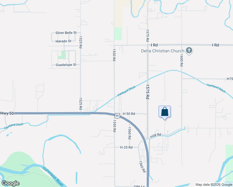map of restaurants, bars, coffee shops, grocery stores, and more near 761 1550 Road in Delta