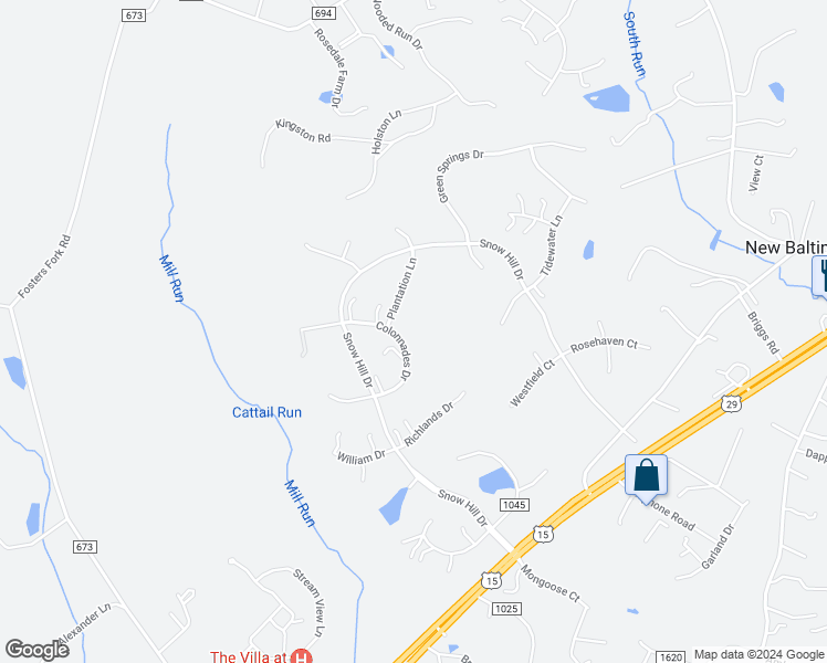 map of restaurants, bars, coffee shops, grocery stores, and more near 6668 Colonnades Drive in Warrenton