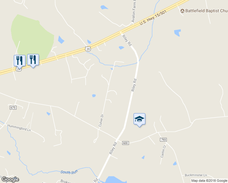 map of restaurants, bars, coffee shops, grocery stores, and more near 6497 Culver Drive in Warrenton