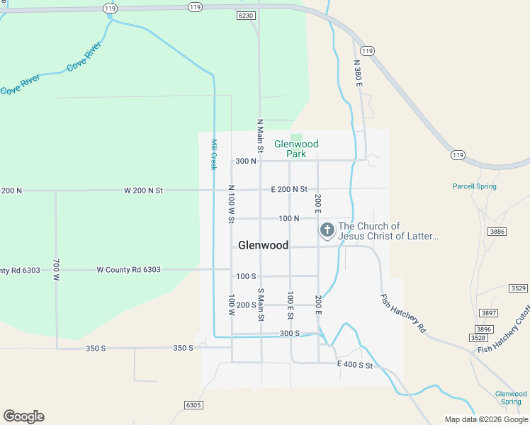 map of restaurants, bars, coffee shops, grocery stores, and more near 110 North Main Street in Glenwood