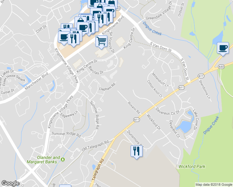 map of restaurants, bars, coffee shops, grocery stores, and more near 7022 Roxann Road in Alexandria