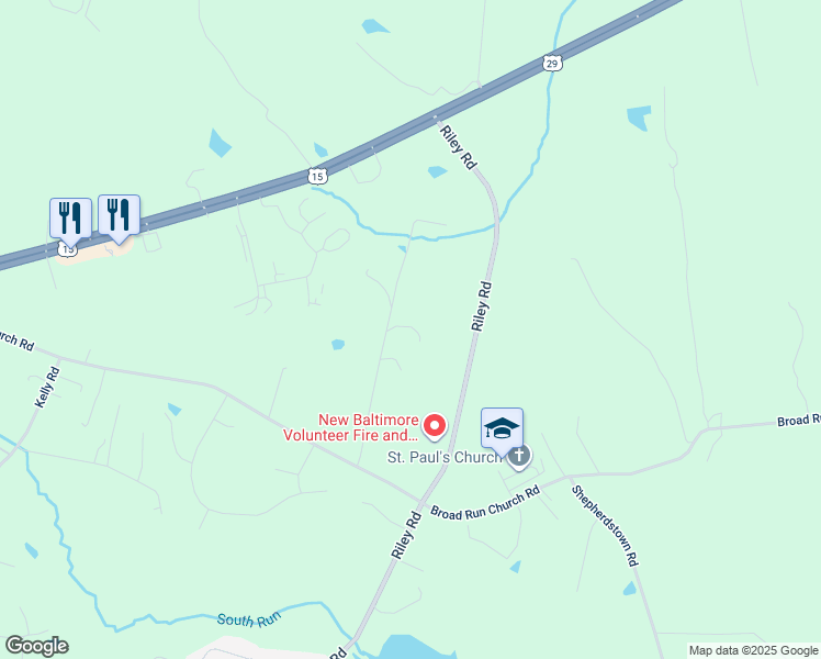 map of restaurants, bars, coffee shops, grocery stores, and more near 6497 Culver Drive in Warrenton