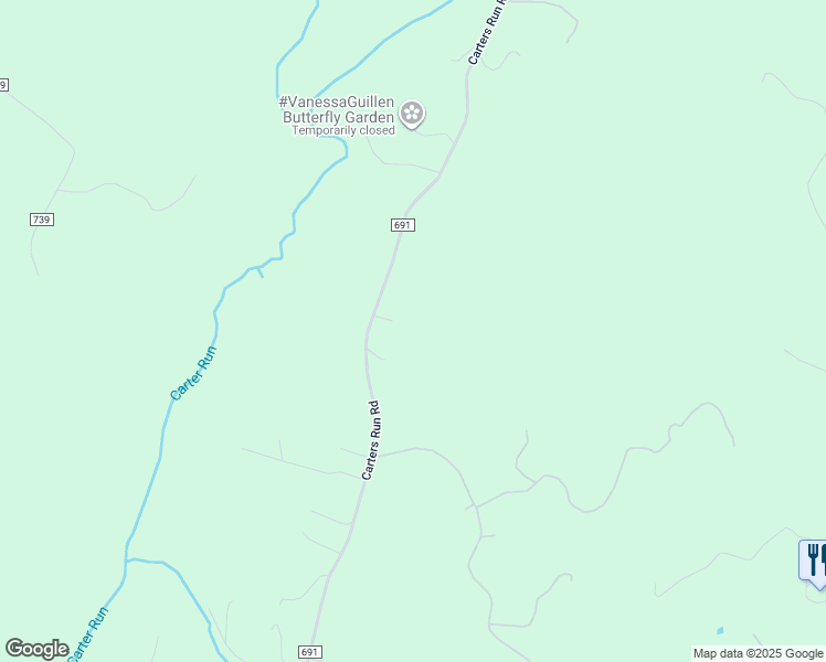 map of restaurants, bars, coffee shops, grocery stores, and more near 6531 Carters Run Road in Marshall