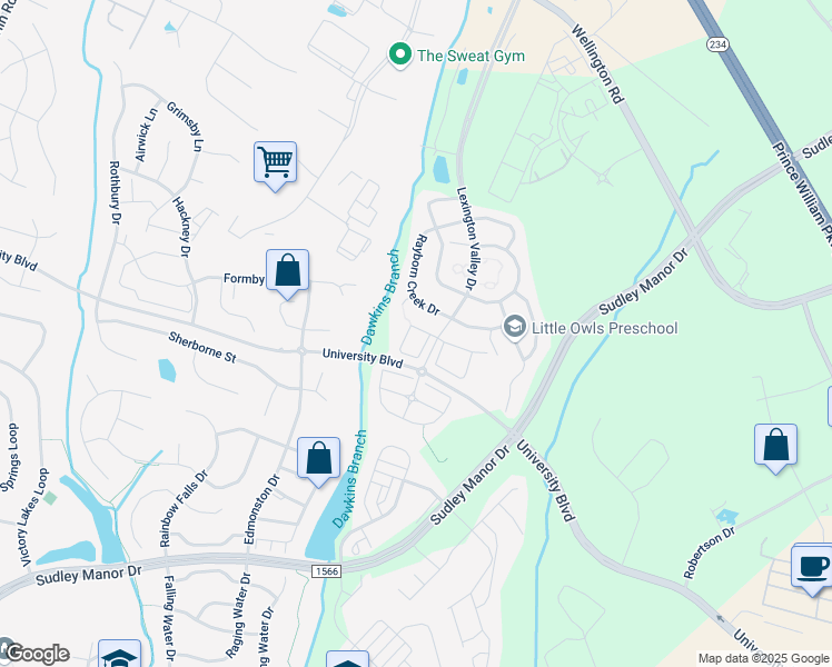 map of restaurants, bars, coffee shops, grocery stores, and more near 12013 Kemps Landing Circle in Manassas
