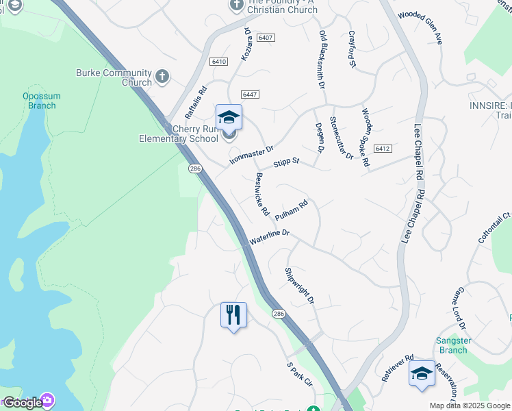 map of restaurants, bars, coffee shops, grocery stores, and more near 6620 Bestwicke Road in Burke