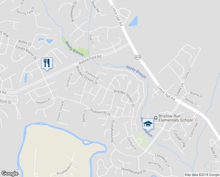 map of restaurants, bars, coffee shops, grocery stores, and more near 13561 Wansteadt Place in Bristow