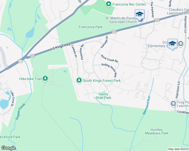 map of restaurants, bars, coffee shops, grocery stores, and more near 7002 Vantage Drive in Alexandria