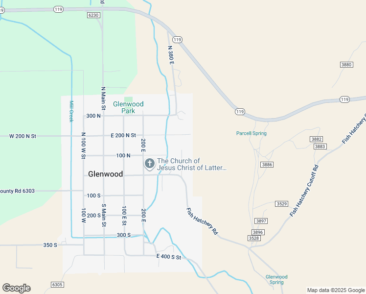 map of restaurants, bars, coffee shops, grocery stores, and more near 110 North 400 East in Glenwood
