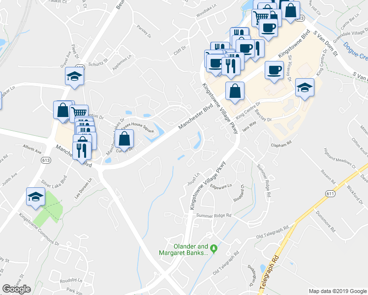 map of restaurants, bars, coffee shops, grocery stores, and more near 7013 Birkenhead Place in Alexandria