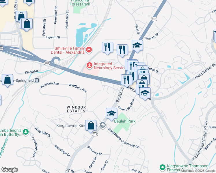 map of restaurants, bars, coffee shops, grocery stores, and more near 6283 Alforth Avenue in Alexandria