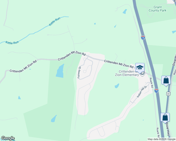 map of restaurants, bars, coffee shops, grocery stores, and more near 206 Alexis Circle in Dry Ridge