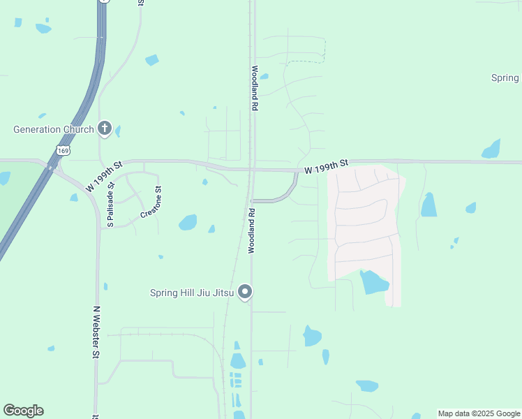 map of restaurants, bars, coffee shops, grocery stores, and more near South Woodland Road in Spring Hill