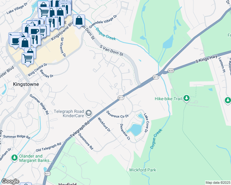 map of restaurants, bars, coffee shops, grocery stores, and more near 7118 Latour Court in Alexandria