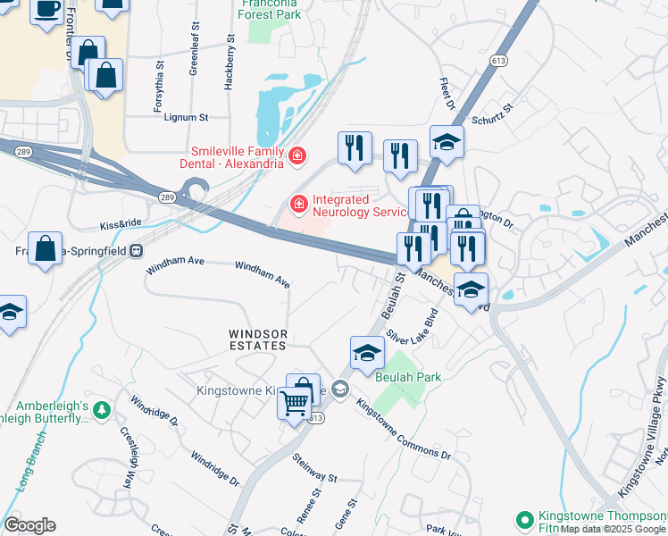 map of restaurants, bars, coffee shops, grocery stores, and more near 6283 Alforth Avenue in Alexandria