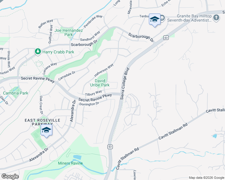 map of restaurants, bars, coffee shops, grocery stores, and more near 3032 Grasmere Circle in Roseville