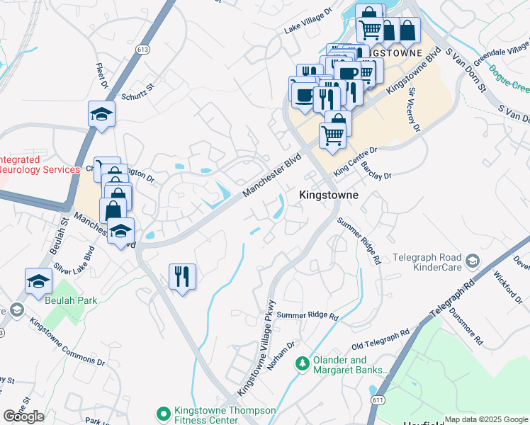 map of restaurants, bars, coffee shops, grocery stores, and more near 7012 Irwell Lane in Alexandria