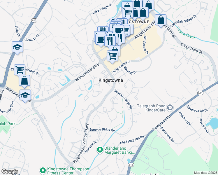 map of restaurants, bars, coffee shops, grocery stores, and more near 7000 Ellingham Circle in Alexandria