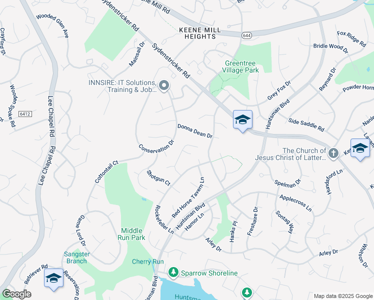 map of restaurants, bars, coffee shops, grocery stores, and more near 6909 Raspberry Plain Place in Springfield