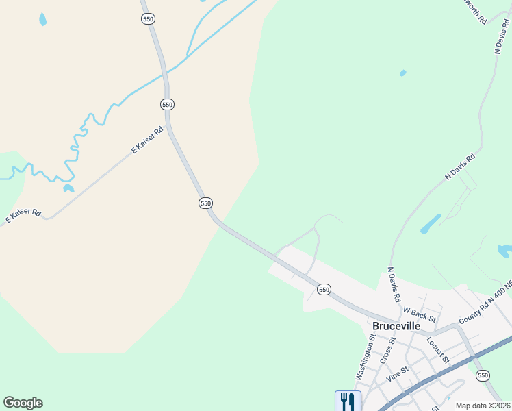 map of restaurants, bars, coffee shops, grocery stores, and more near 6072 Highway 550 in Bruceville