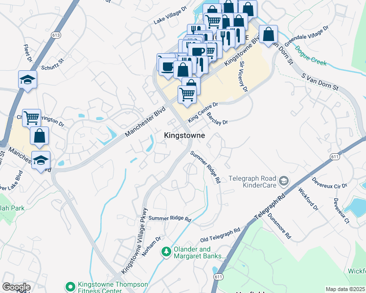 map of restaurants, bars, coffee shops, grocery stores, and more near 7004 Ellingham Circle in Alexandria