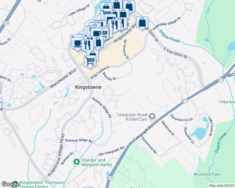 map of restaurants, bars, coffee shops, grocery stores, and more near 5808 Clapham Road in Alexandria
