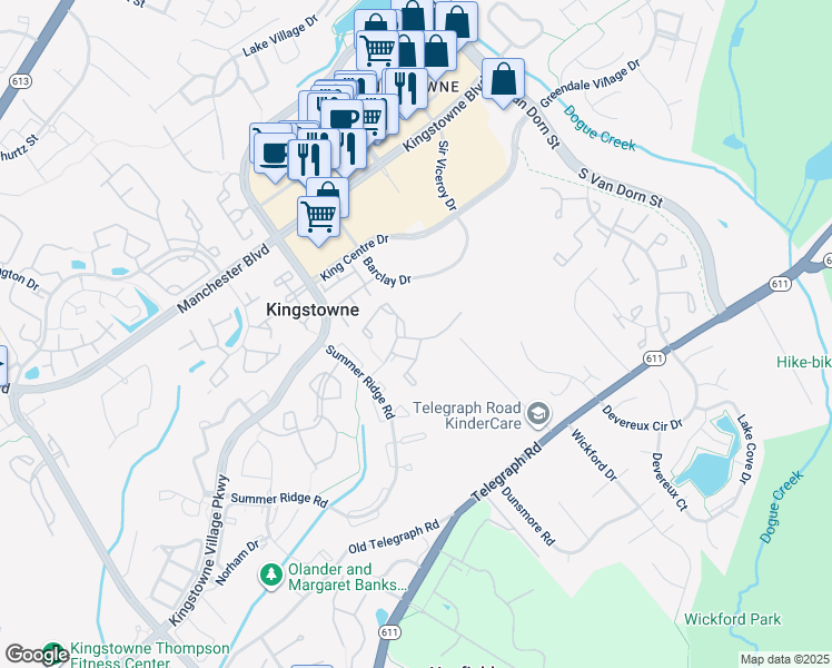 map of restaurants, bars, coffee shops, grocery stores, and more near 5808 Clapham Road in Alexandria