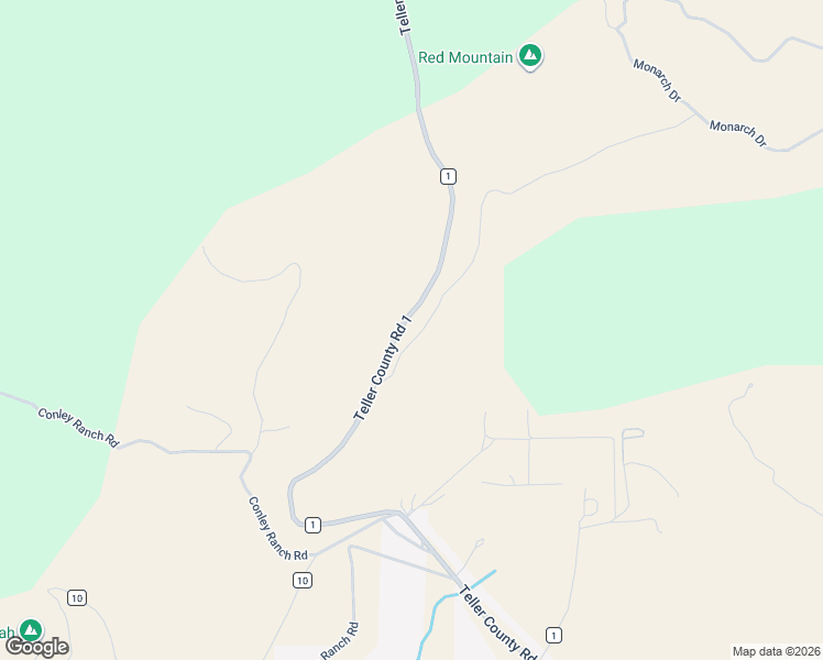 map of restaurants, bars, coffee shops, grocery stores, and more near Teller County Road 1 in Cripple Creek