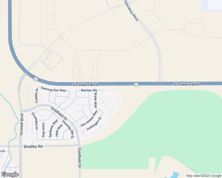 map of restaurants, bars, coffee shops, grocery stores, and more near 6460 Marilee Way in Colorado Springs