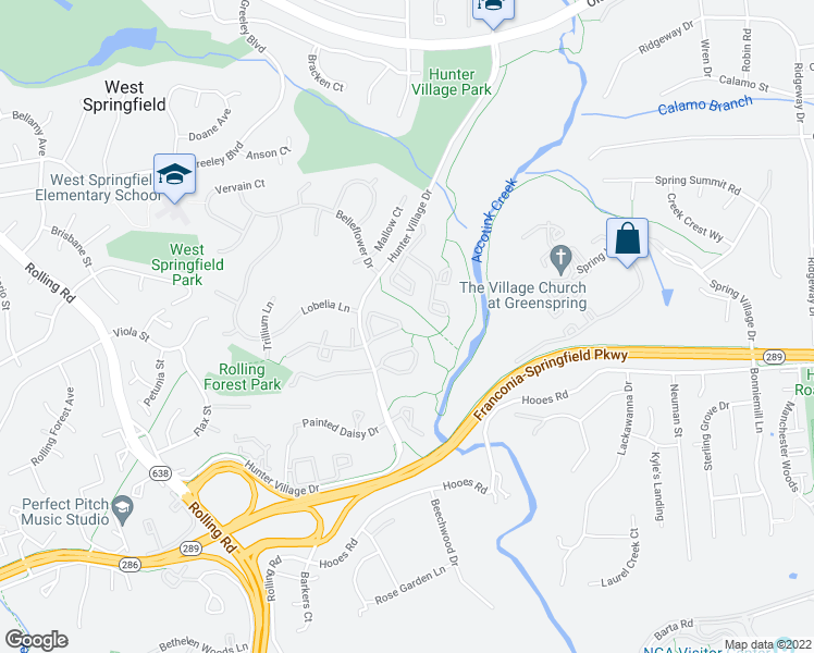 map of restaurants, bars, coffee shops, grocery stores, and more near 7740 Asterella Court in West Springfield