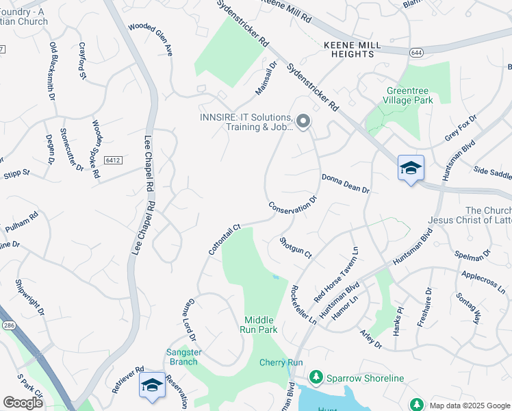 map of restaurants, bars, coffee shops, grocery stores, and more near 6947 Conservation Drive in Springfield