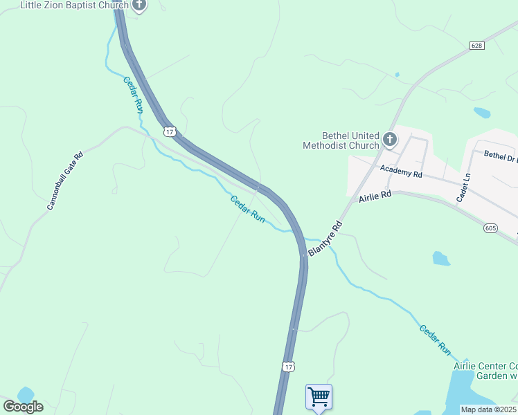 map of restaurants, bars, coffee shops, grocery stores, and more near 6482 Corbin Lane in Warrenton