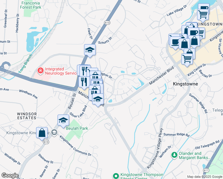 map of restaurants, bars, coffee shops, grocery stores, and more near 7032 Old Brentford Road in Alexandria