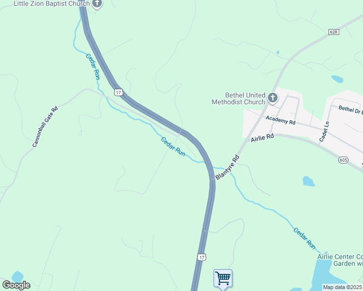 map of restaurants, bars, coffee shops, grocery stores, and more near 6482 Corbin Lane in Warrenton