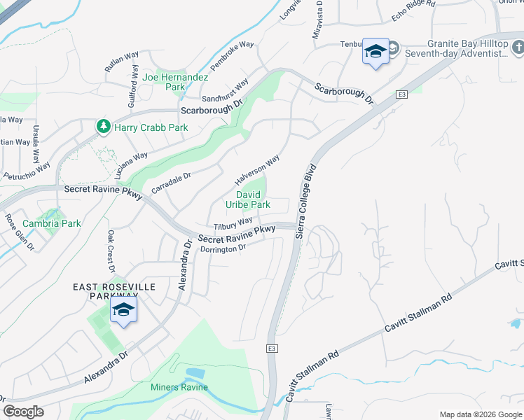 map of restaurants, bars, coffee shops, grocery stores, and more near 3051 Empingham Way in Roseville