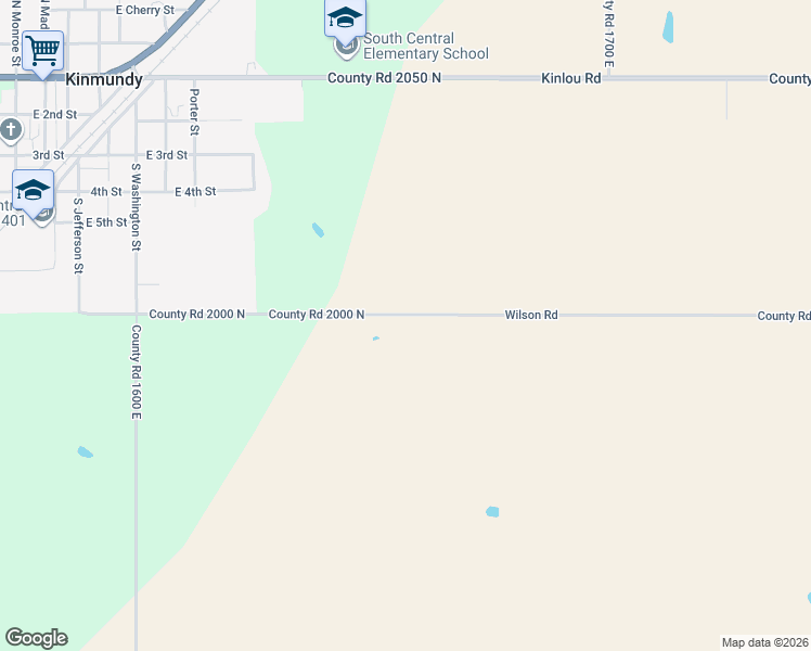 map of restaurants, bars, coffee shops, grocery stores, and more near 6622 Wilson Road in Kinmundy