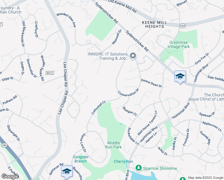 map of restaurants, bars, coffee shops, grocery stores, and more near 6947 Conservation Drive in Springfield