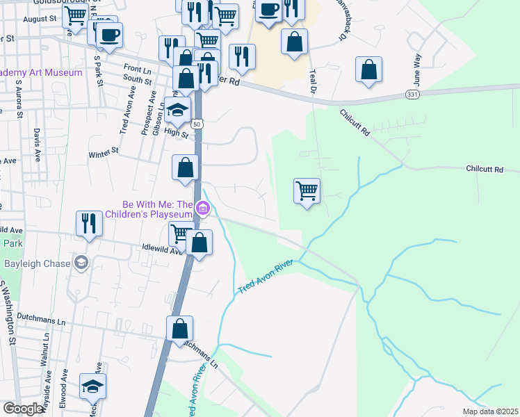 map of restaurants, bars, coffee shops, grocery stores, and more near 29359 Bartlett Avenue in Easton