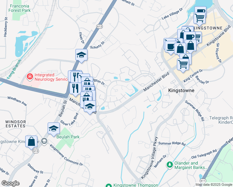 map of restaurants, bars, coffee shops, grocery stores, and more near 6908B Sandra Marie Circle in Alexandria