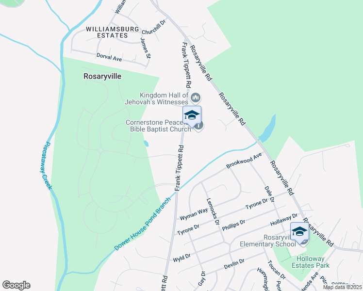 map of restaurants, bars, coffee shops, grocery stores, and more near 9333 Frank Tippett Road in Upper Marlboro