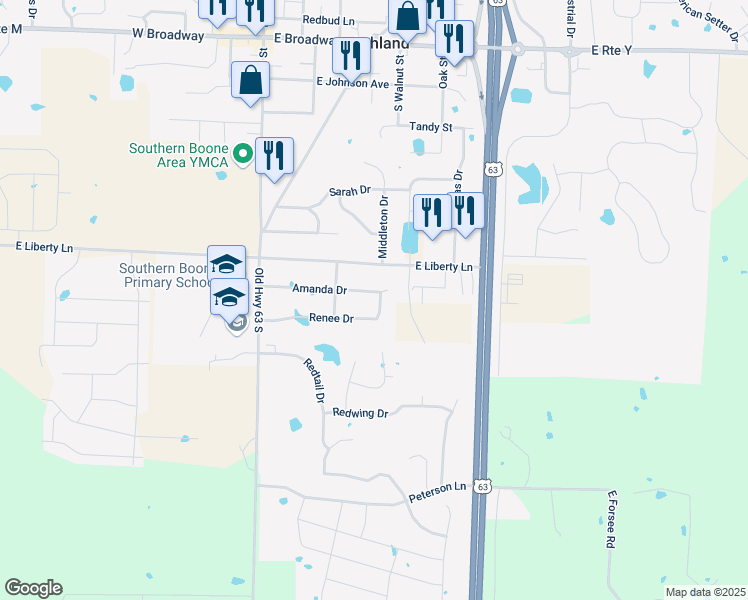 map of restaurants, bars, coffee shops, grocery stores, and more near 310 Amanda Dr in Ashland