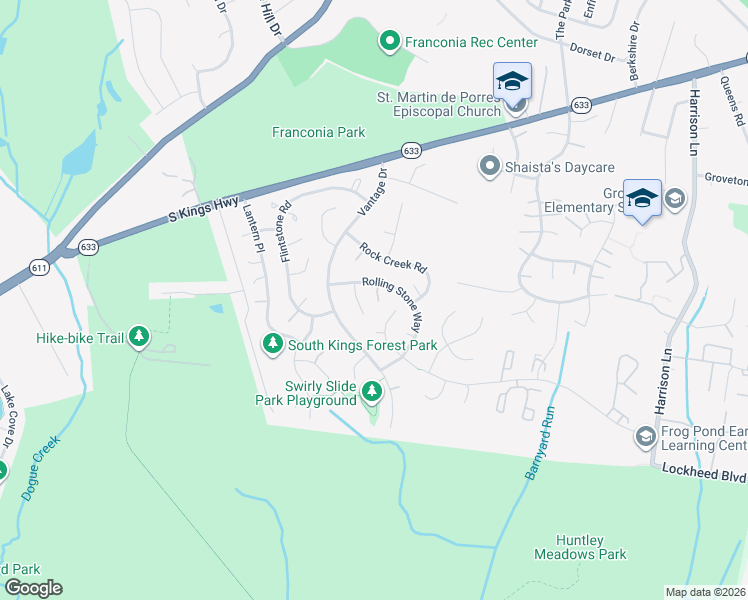 map of restaurants, bars, coffee shops, grocery stores, and more near 4341 Rolling Stone Way in Alexandria