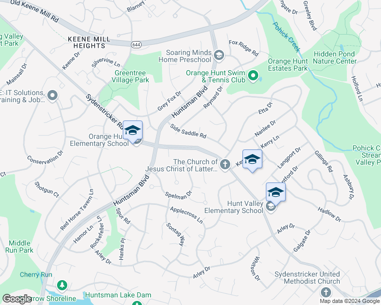 map of restaurants, bars, coffee shops, grocery stores, and more near 6918 Sydenstricker Road in Springfield
