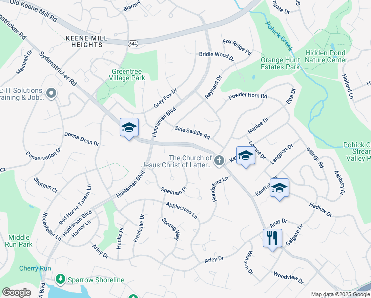 map of restaurants, bars, coffee shops, grocery stores, and more near 6918 Sydenstricker Road in Springfield