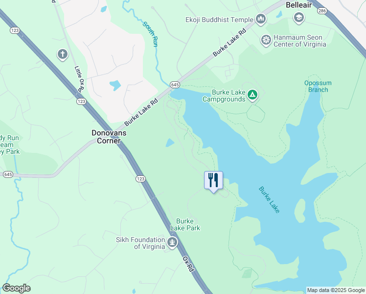 map of restaurants, bars, coffee shops, grocery stores, and more near Outlet in North Springfield